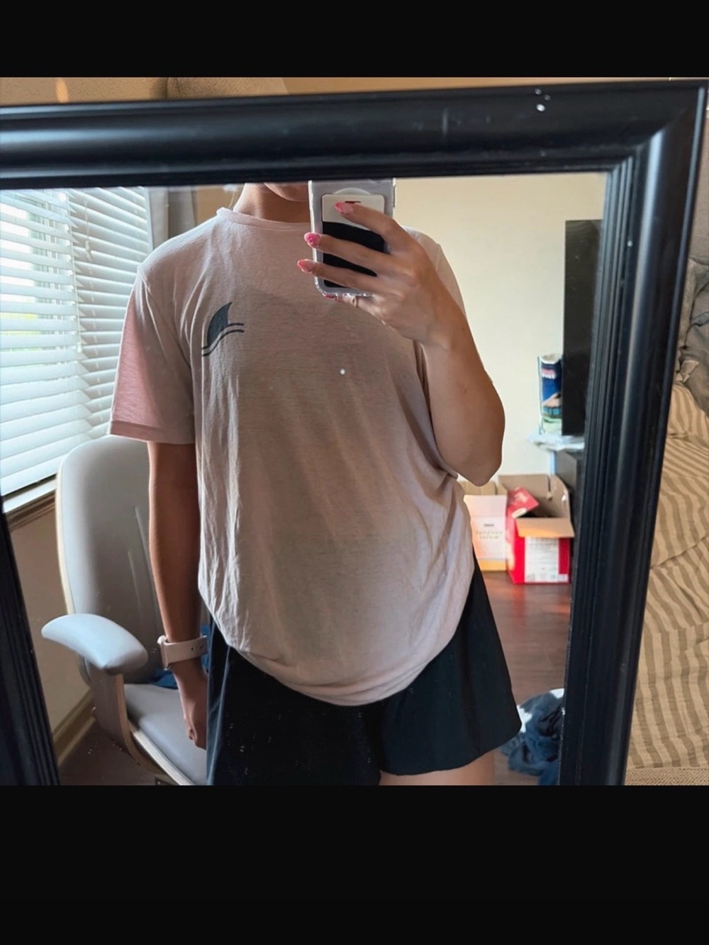Old Navy Pale Pink Short-Sleeve Crewneck Tee with Small Wave Logo